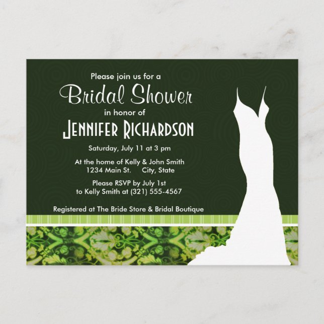 Vintage Dark Green Pattern Invitation Postcard (Front)