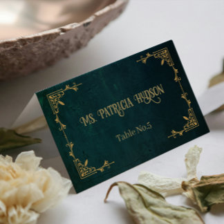 Vintage Dark Green Place Card