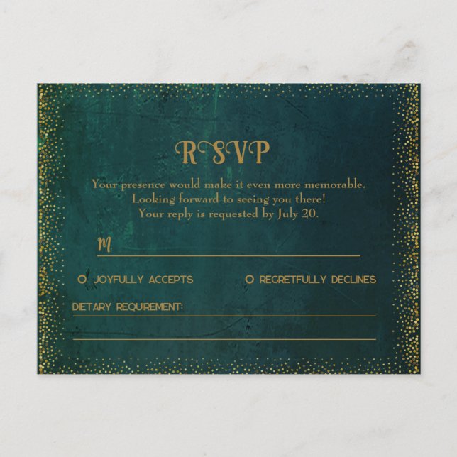 Vintage Dark Green RSVP Card (Front)