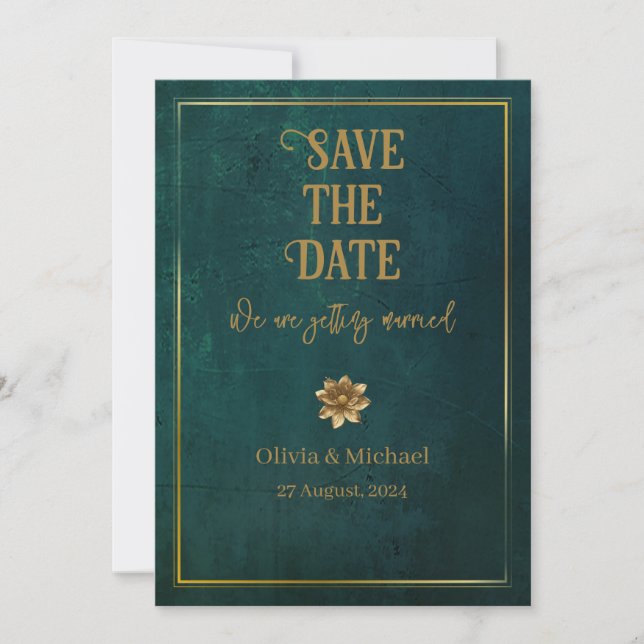 Vintage Dark Green Save The Date (Front)