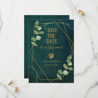 Vintage Dark Green Save The Date