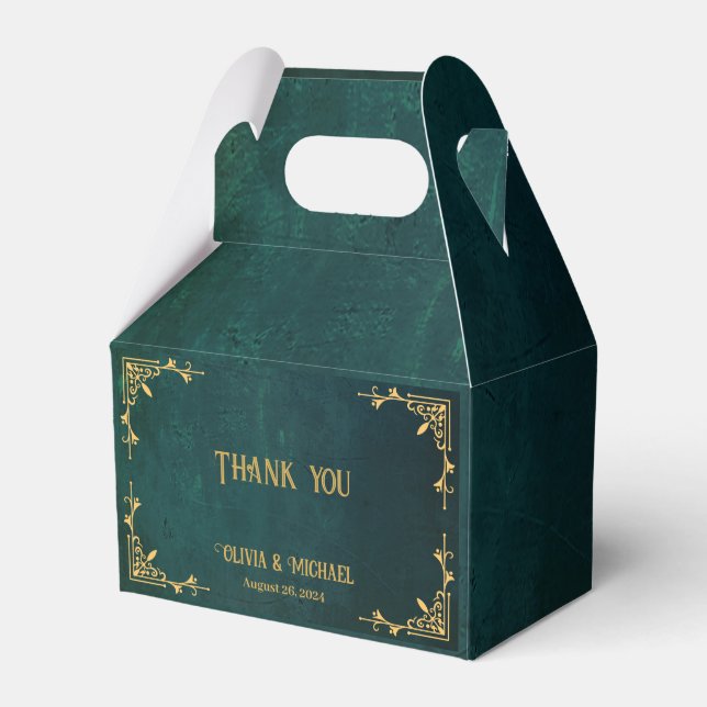 Vintage Dark Green Thank You  Favour Box (Front Side)