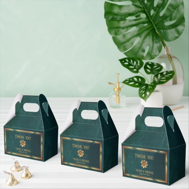 Vintage Dark Green Thank You  Favour Box (Multiple)