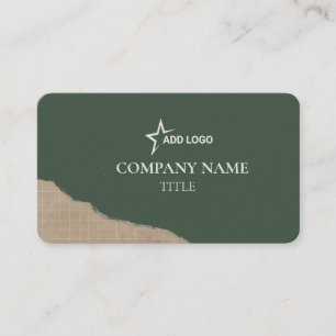 Vintage Dark Green & Torn Kraft Paper Professional Business Card