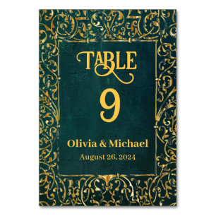 Vintage Dark Green Wedding Table Numbers