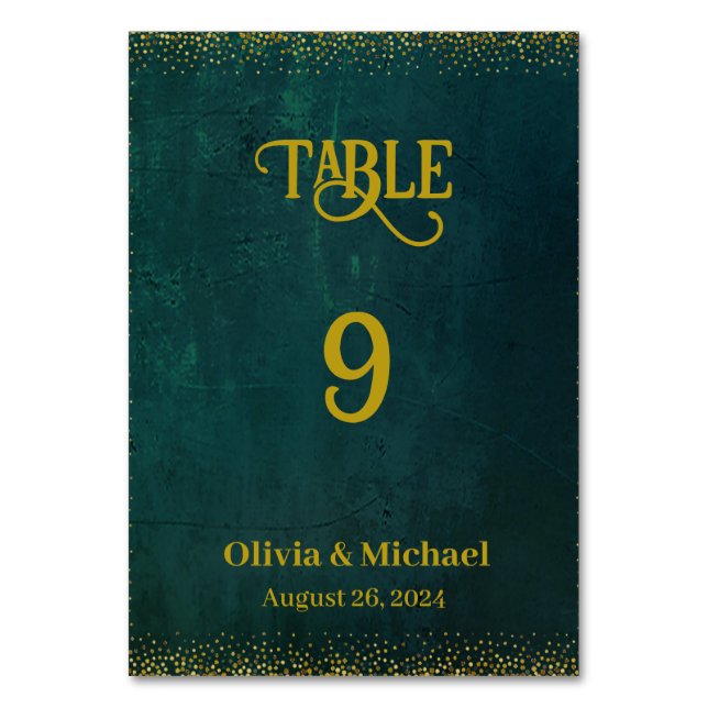 Vintage Dark Green Wedding Table Numbers (Front)