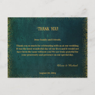 Vintage Dark Green Wedding Thank You Postcard