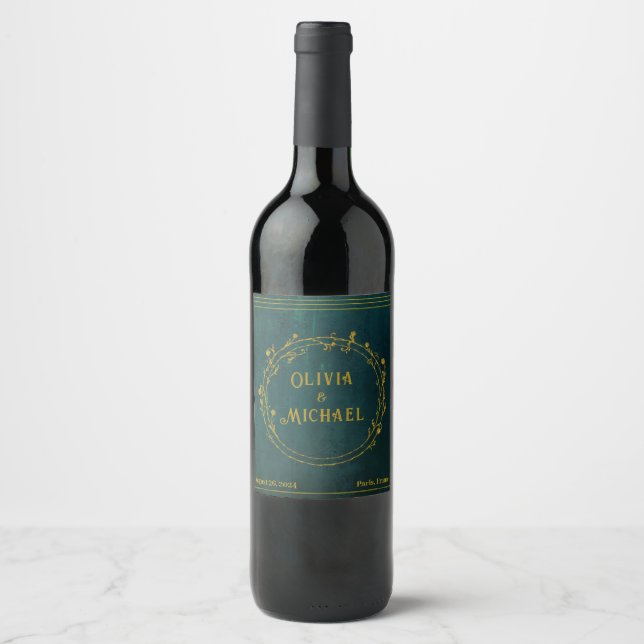 Vintage Dark Green Wine Label (Front)