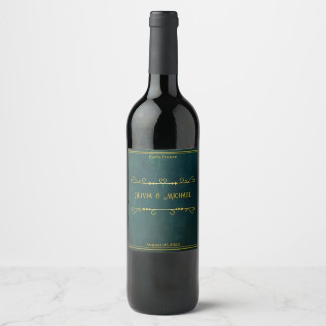 Vintage Dark Green Wine Label (Front)