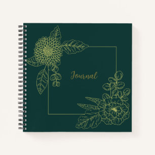 Vintage Dark Green With Floral Botanical Frame Notebook
