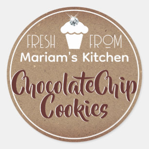 Vintage Dark Kraft Paper Cupcake Cake Pastry Label