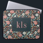 Vintage Dark Poppy William Morris Monogram Laptop Sleeve<br><div class="desc">This simple yet elegant design features a dark,  elegant William Morris inspired pink and aqua floral tapestry pattern. Protect your laptop or tablet in style. Add a name to personalise it. Makes a great Christmas or Mother's Day gift. Created by Simply Farmhouse Press.</div>