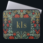 Vintage Dark Poppy William Morris Monogram Laptop Sleeve<br><div class="desc">This simple yet elegant design features a dark,  elegant William Morris inspired red poppy floral tapestry pattern. Protect your laptop or tablet in style. Add a name to personalise it. Makes a great Christmas or Mother's Day gift. Created by Simply Farmhouse Press.</div>