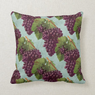 Vintage Dark Purple Grapes and Vines Cushion
