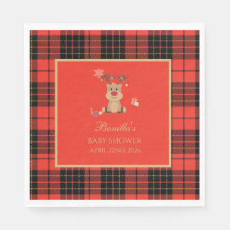 Vintage Dark Red Baby Shower Napkins
