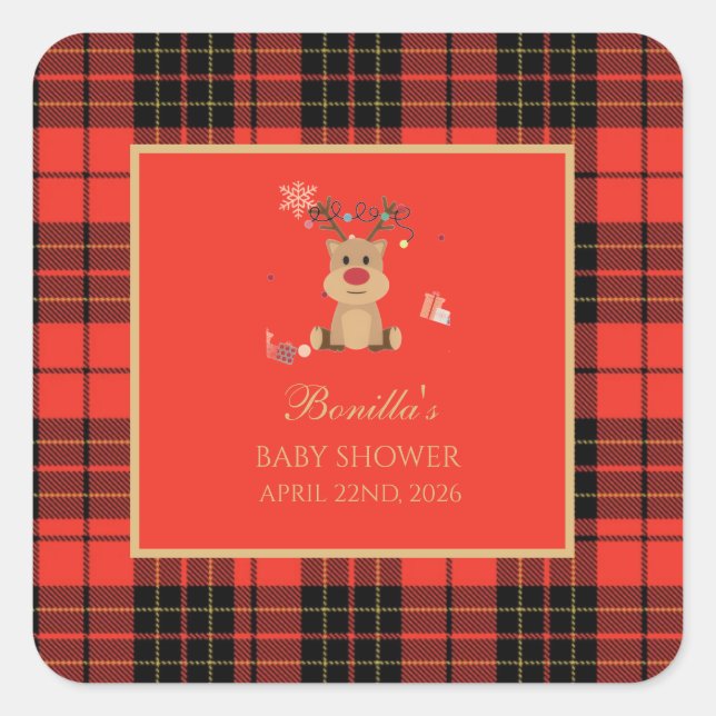 Vintage Dark Red Baby Shower Napkins Square Sticker (Front)