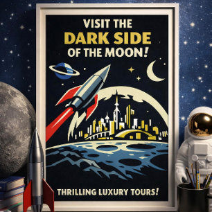 Vintage Dark Side of Moon Poster Art Deco Travel