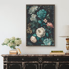 Vintage Dark Teal and White Florals Decoupage