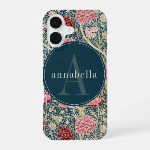 Vintage Dark William Morris Tapestry Monogram iPhone 16 Case