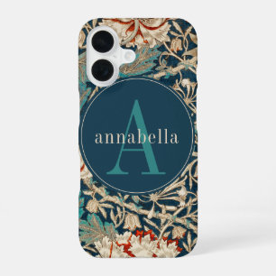 Vintage Dark William Morris Tapestry Monogram iPhone 16 Case