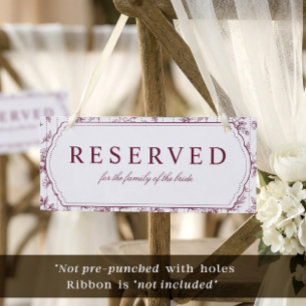 Vintage Dark Wine Red Reserved Hanging Chair Sign