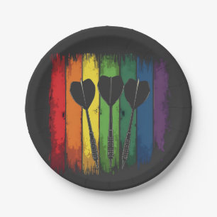 Vintage Dart Design with LGBTQ Colours Vintage Paper Plate