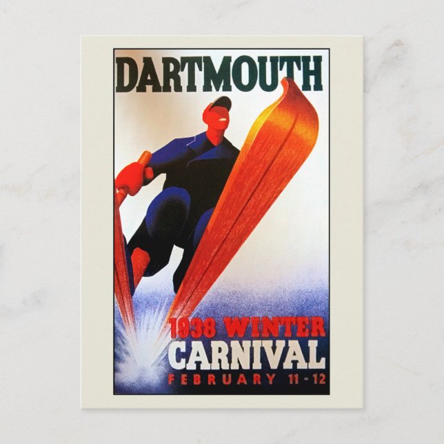Vintage Darthmouth winter carnival ski ad Postcard (Front)