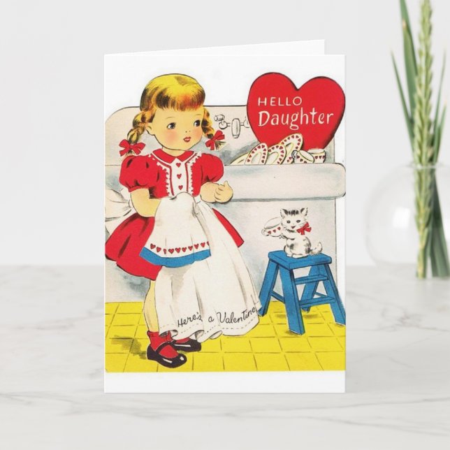 Vintage Daughter Valentine's Day Greeting Card (Front)