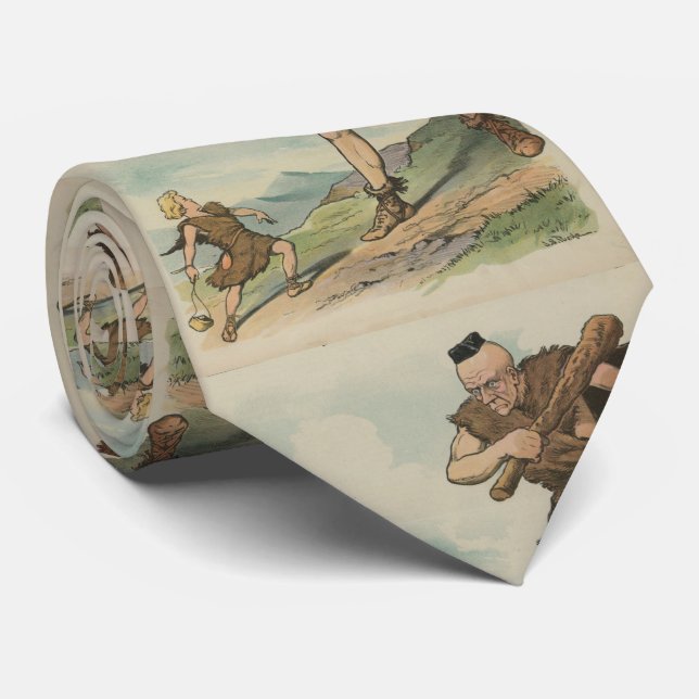 Vintage David Versus Goliath Illustration (1905) Tie (Rolled)
