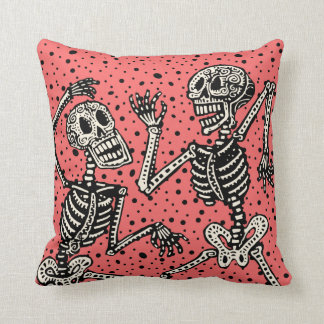 Vintage Day of the Dead Dancing Skeletons Cushion