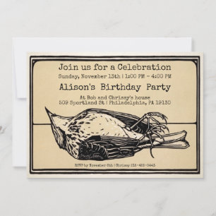 Vintage Dead Bird Customisable Party Invitation