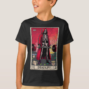 Vintage Deadlift Skeleton Halloween Gym Jokes Weig T-Shirt