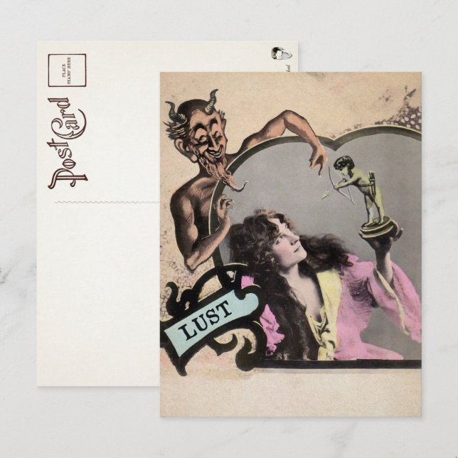 Vintage Deadly Sin Lust Postcard  (Front/Back)