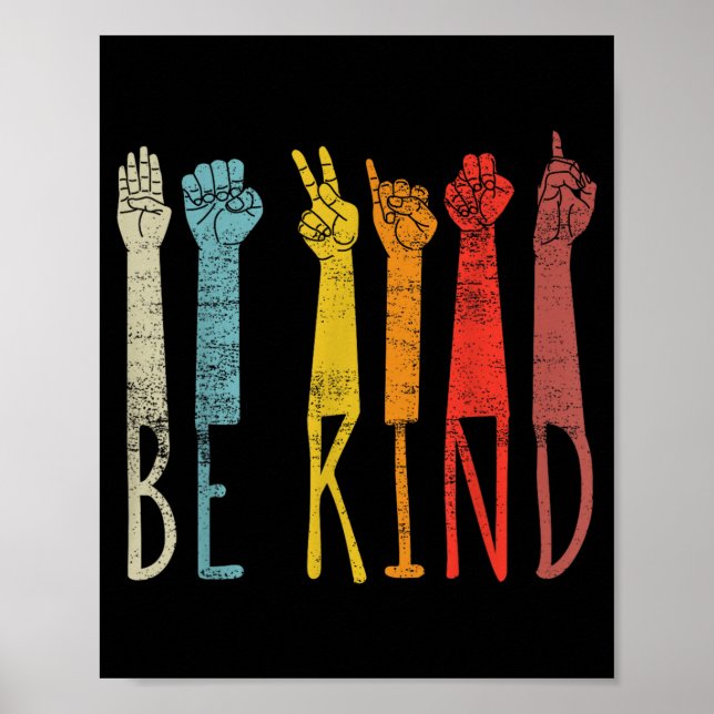 Vintage Deaf Awareness Month Kind ASL Poster (Front)