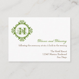 Vintage decay green wedding reception enclosure card