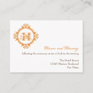 Vintage decay orange wedding reception enclosure card