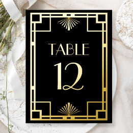 Vintage Deco Black Gold Foil Table Numbers