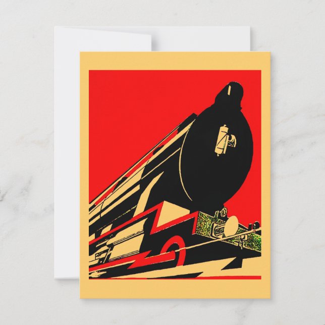 Vintage Deco Locomotive We've Moved Announcements (Front)