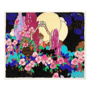 Vintage Deco Moonlit Garden Folly Photo Print