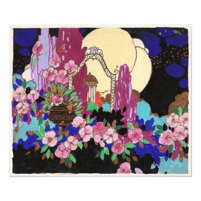 Vintage Deco Moonlit Garden Folly Photo Print (Front)