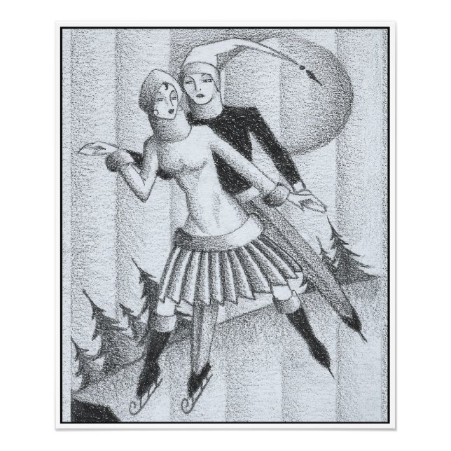 Vintage Deco Partner Ice-skating Photo Print (Front)
