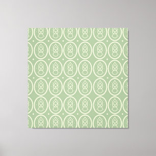 Vintage Deco Style  Green/ Ecru Canvas Print