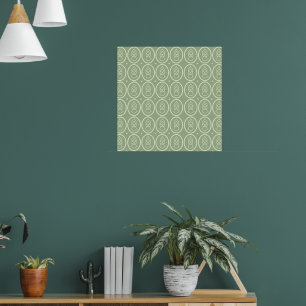 Vintage Deco Style Poster Green/ Ecru