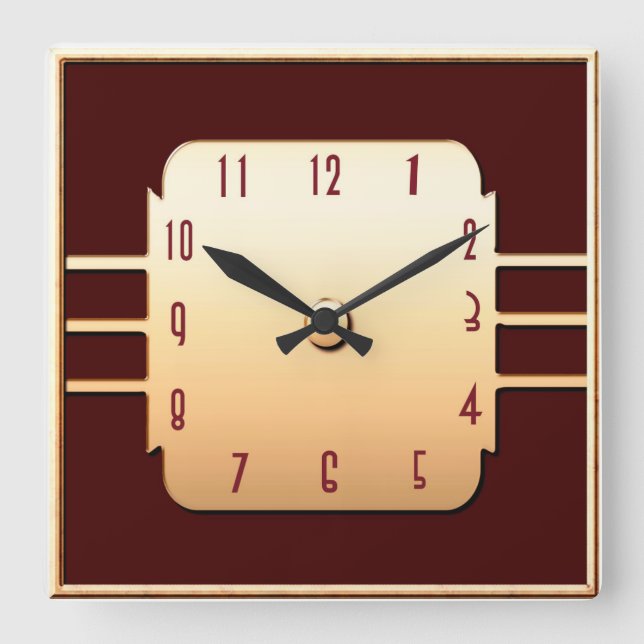 Vintage Deco Style Square Wall Clock (Front)