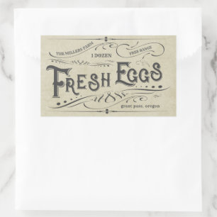 Vintage decor fresh eggs carton sticker