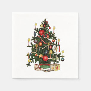 Vintage Decorated Christmas Tree Napkin