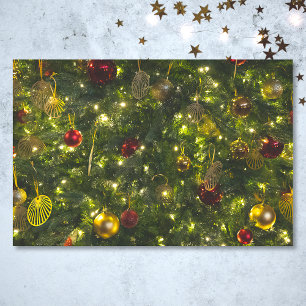 Vintage Decorated Christmas Tree Red Green Gold Tissue Paper