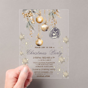 Vintage Decoration Balls Snowflakes Company Acrylic Invitations