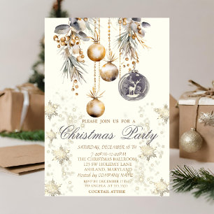 Vintage Decoration Balls Snowflakes Company Invitation