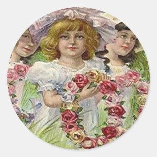 Vintage Decoration Day Girls Classic Round Sticker